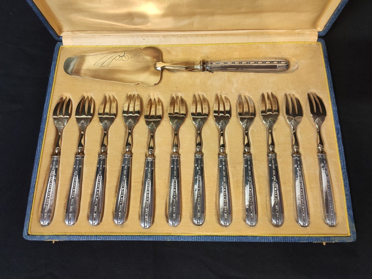 Dessert Cutlery In Silver And Vermeil-photo-2