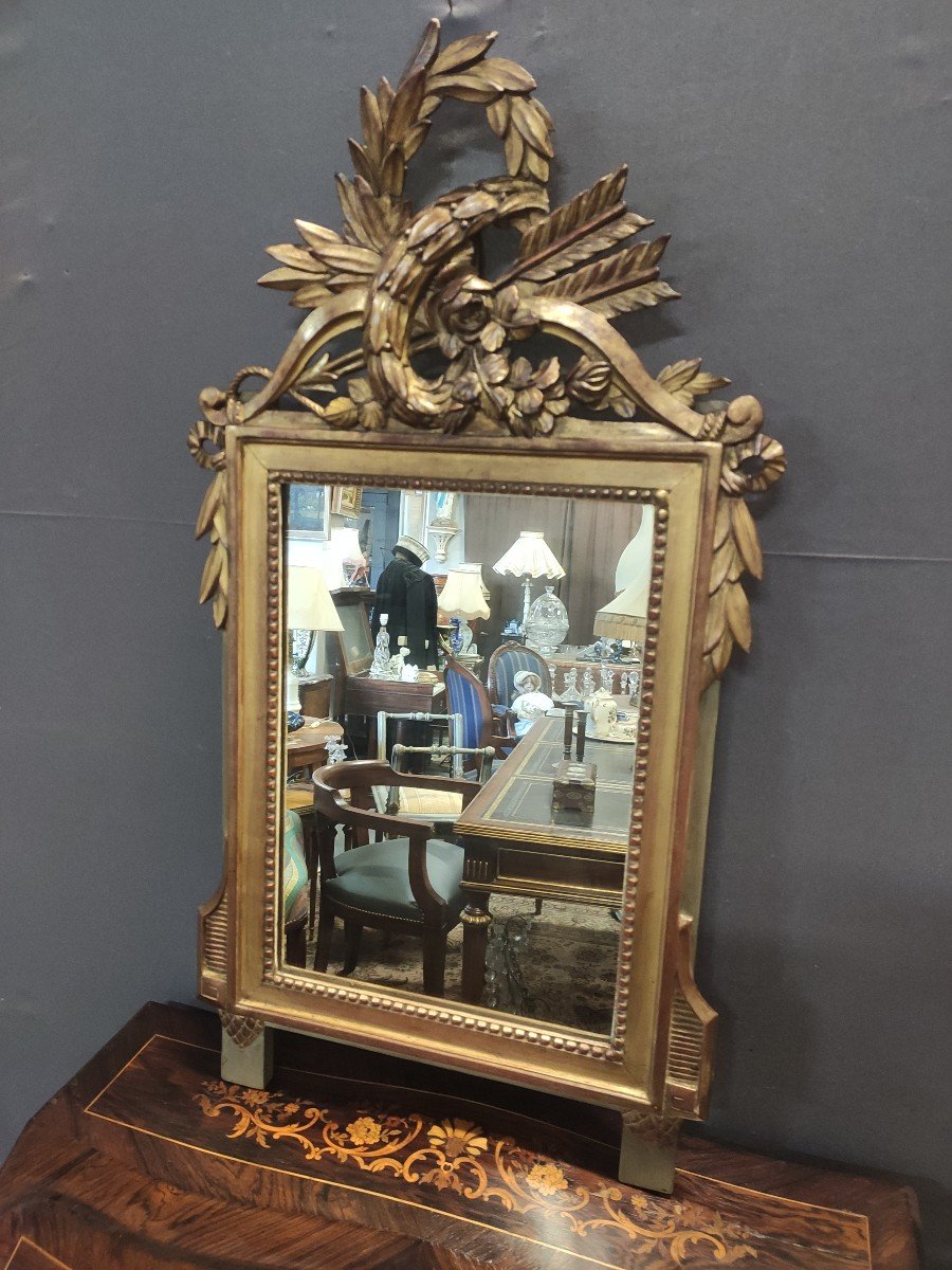 Petit Miroir Style Louis XVI En Bois Doré-photo-4