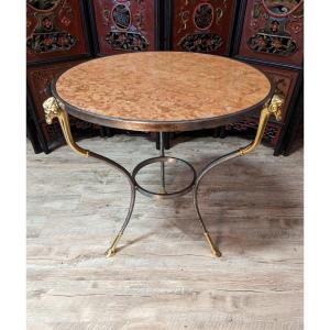 Neoclassical Pedestal Table With Ram's Head