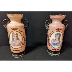 Large Pair Of Porcelain Vases From Paris