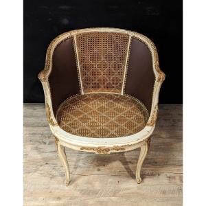 Louis XVI Office Armchair In Lacquered Wood
