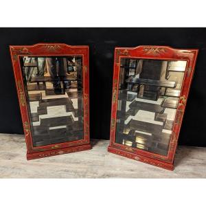Pair Of Asian Wall Display Cases 