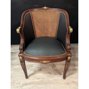 Fauteuil De Bureau Louis XVI En Acajou