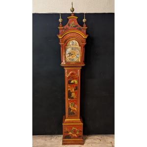 Red Chinese Lacquer Longcase Clock