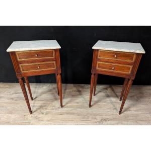 Pair Of Louis XVI Style Mahogany Bedside Tables