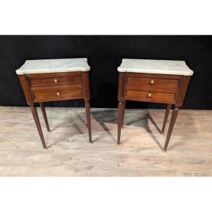 Pair Of Louis XVI Style Mahogany Bedside Tables