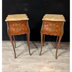 Pair Of Louis XV Marquetry Bedside Tables 