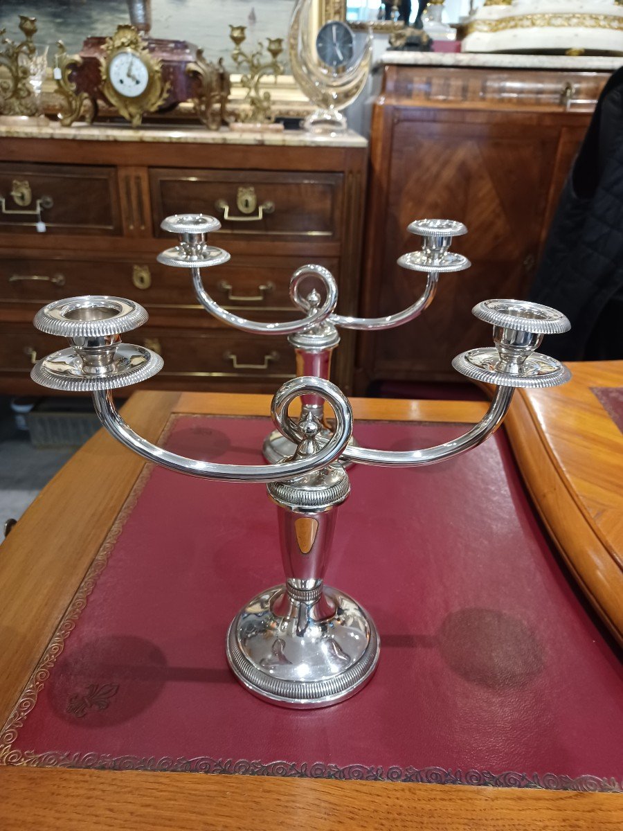 Paire De Candélabres De Christofle , Métal Argenté-photo-2