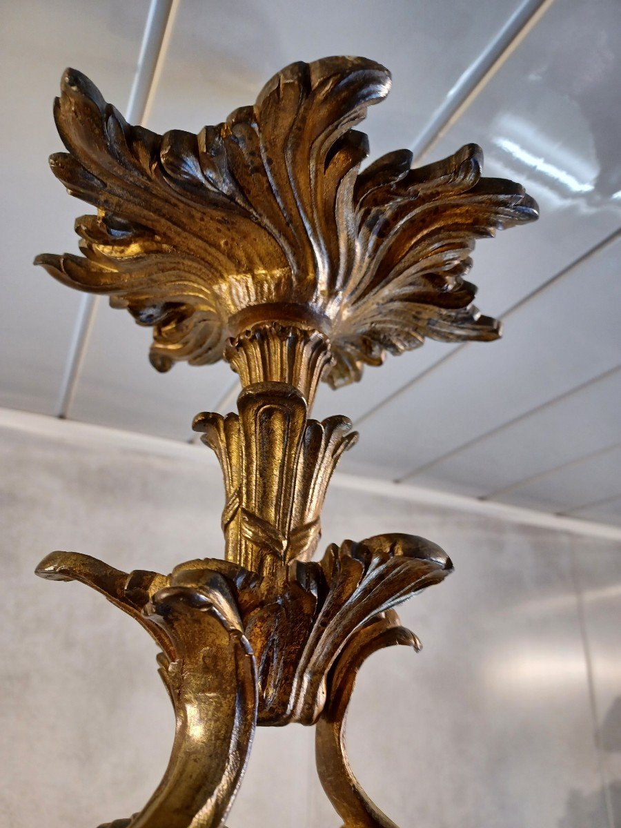 Rocaille Chandelier, Louis XV Style, Napoleon III, 19th Century, Bronze With 6 Lights-photo-3