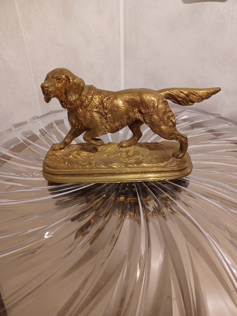 Bronze Sculpture Alfred Dubucand, Hunting Dog