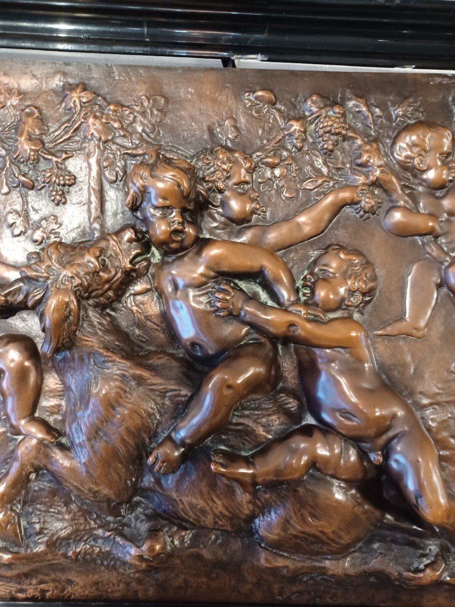 Copper Bas-relief Decorated With Cherubs-photo-3