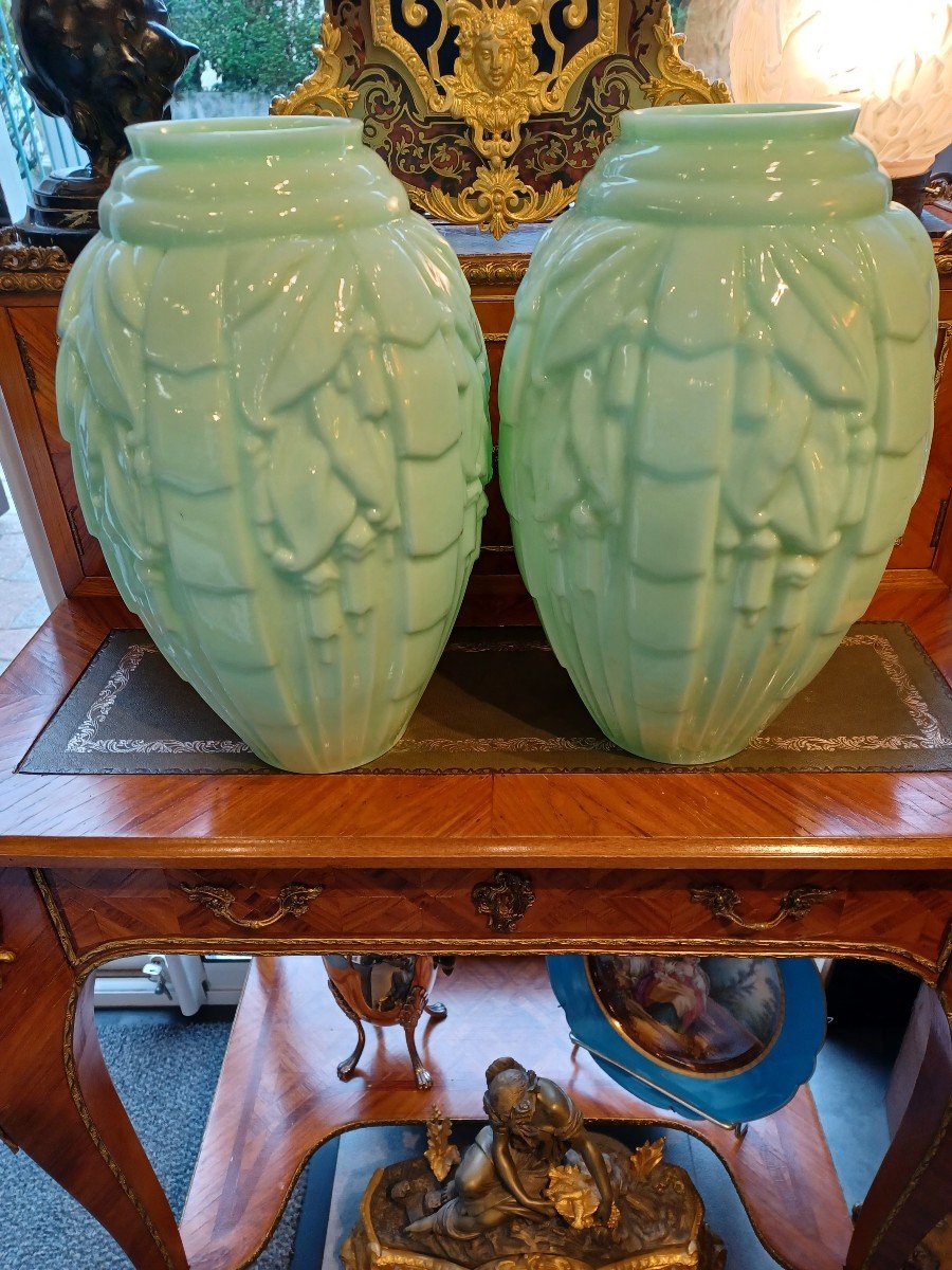 Pair Of Muller Frères Luneville Vases-photo-3