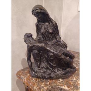 Pieta Sculpture, Bronze, By Michel Saint Olive, (1917-1993)