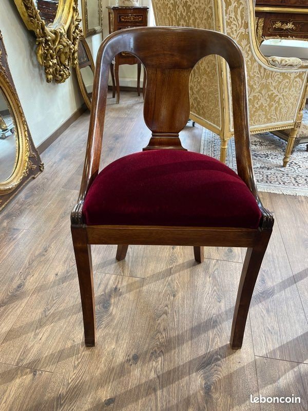 Set Of 4 Superb Mahogany Armchairs With Fiddle Backs-photo-2