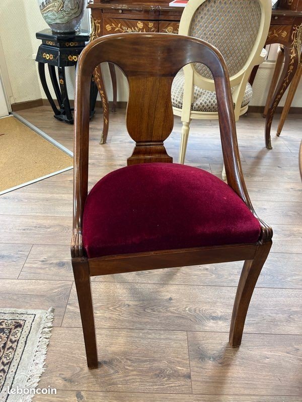 Set Of 4 Superb Mahogany Armchairs With Fiddle Backs-photo-3