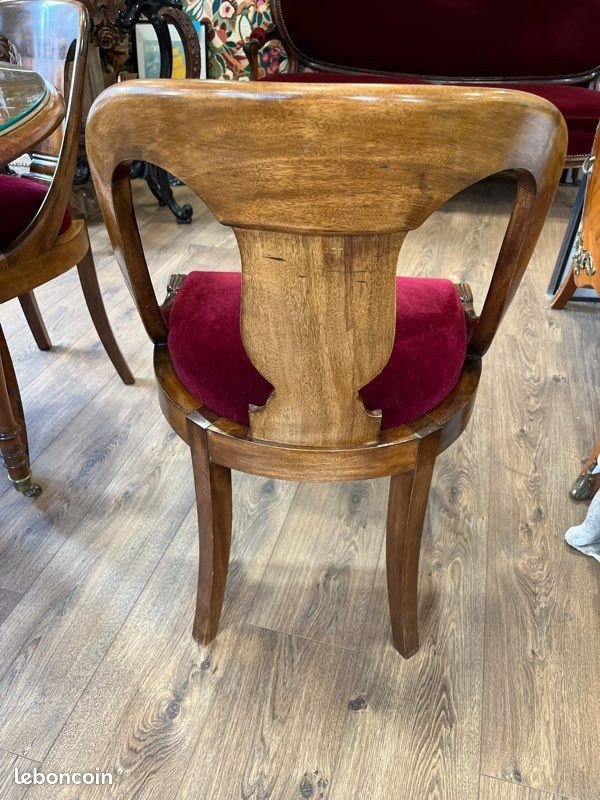 Set Of 4 Superb Mahogany Armchairs With Fiddle Backs-photo-1