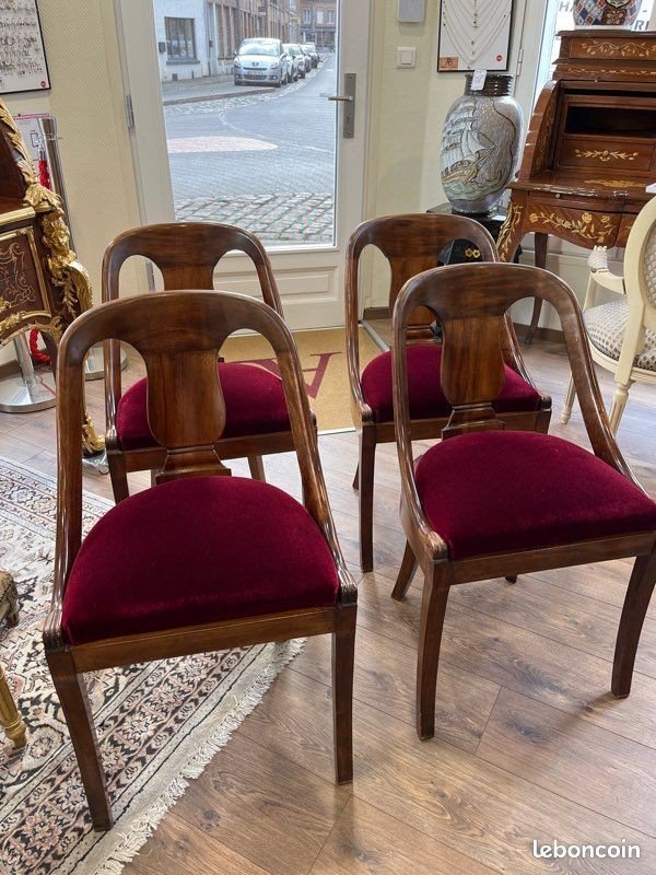 Set Of 4 Superb Mahogany Armchairs With Fiddle Backs