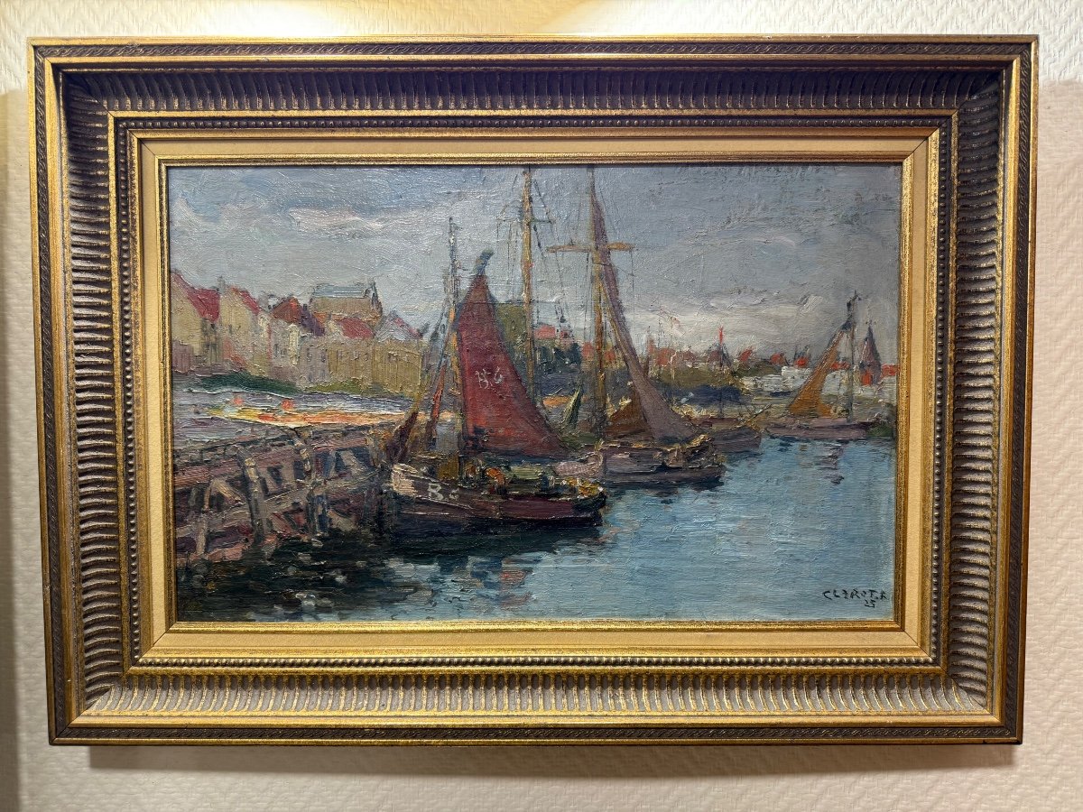 Oil On Canvas Blankenberge Signed And Dated 1925 René Clarot