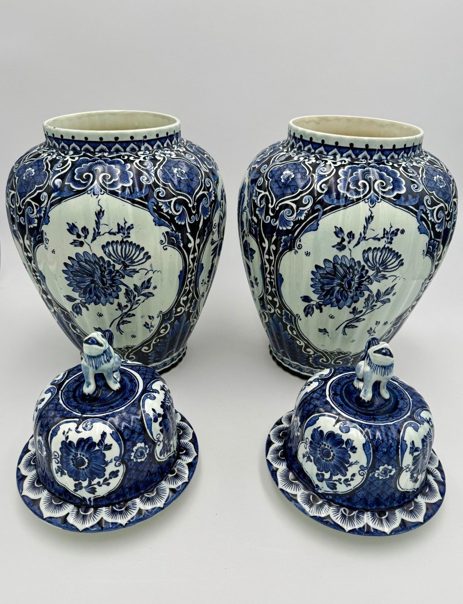 Paire De Magnifiques Vases Delfts De La Maison Royal Sphinx Maastricht-photo-2