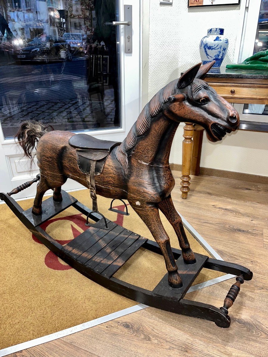 Antique Wooden Rocking Horse-photo-2