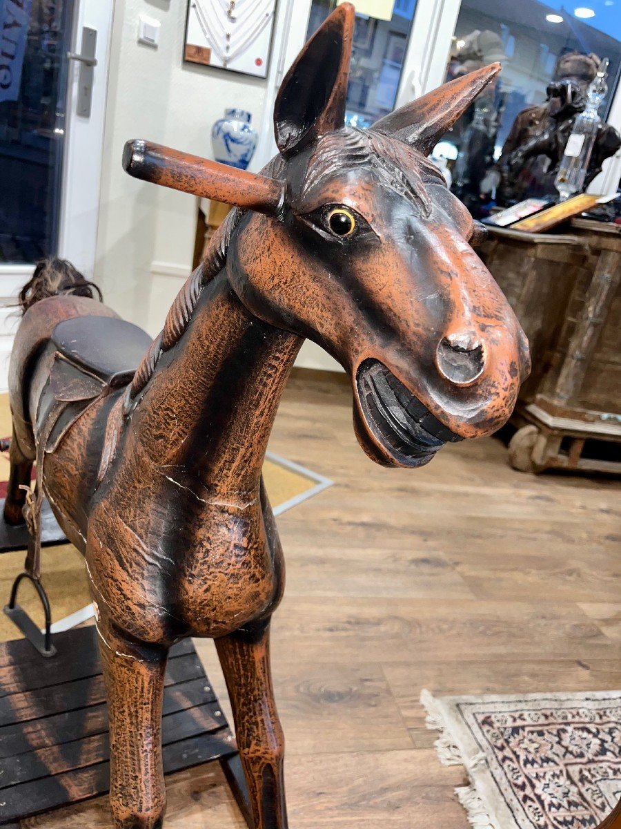 Antique Wooden Rocking Horse-photo-3