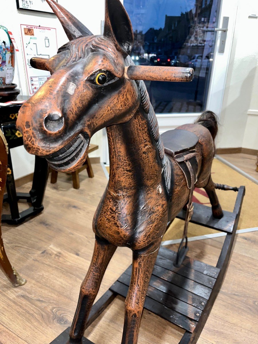 Antique Wooden Rocking Horse-photo-4