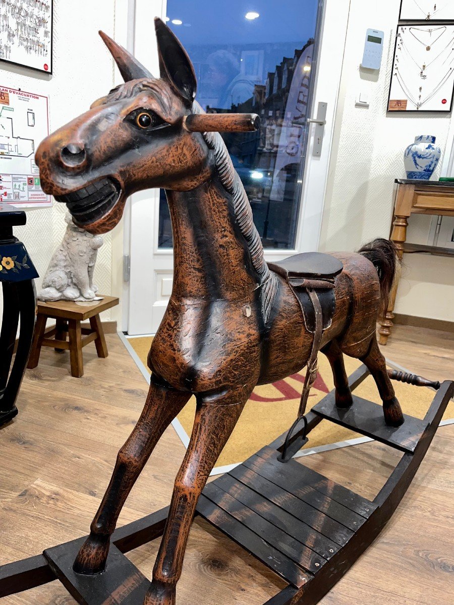 Antique Wooden Rocking Horse-photo-4