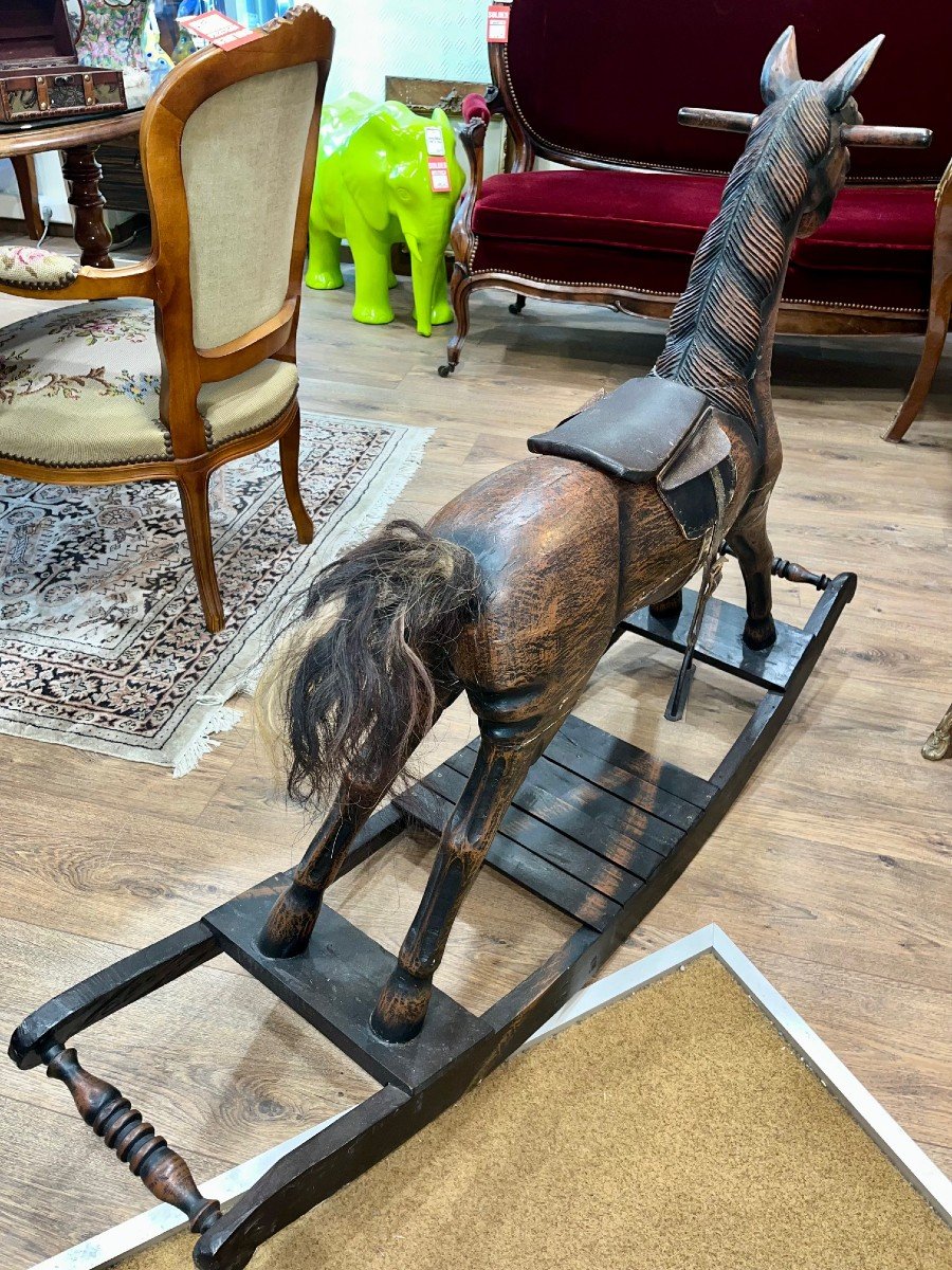 Antique Wooden Rocking Horse-photo-6