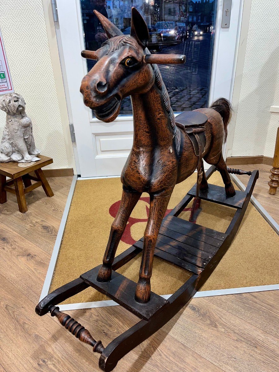 Antique Wooden Rocking Horse