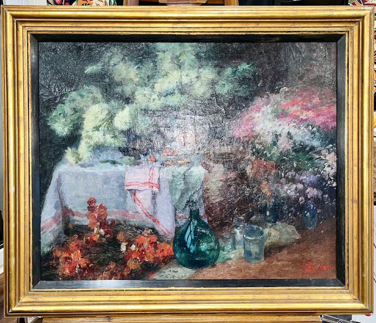 Still Life Painting Floral Decor Signed Jef Codron