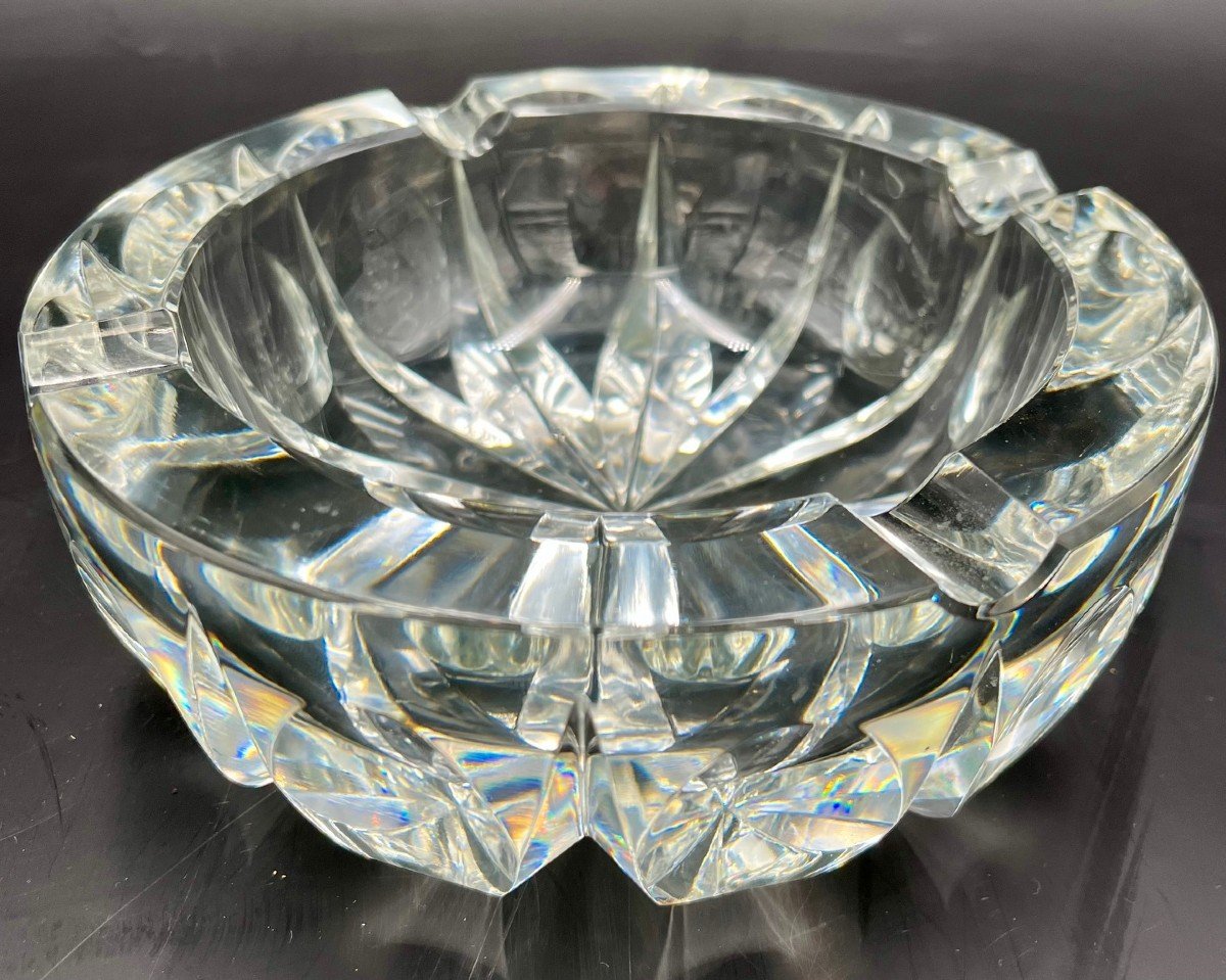 Large Crystal Ashtray Signed Saint-louis-photo-2