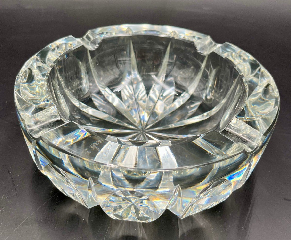 Large Crystal Ashtray Signed Saint-louis