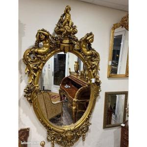 Majestueux Miroir Baroque Doré Pièce d'Exception