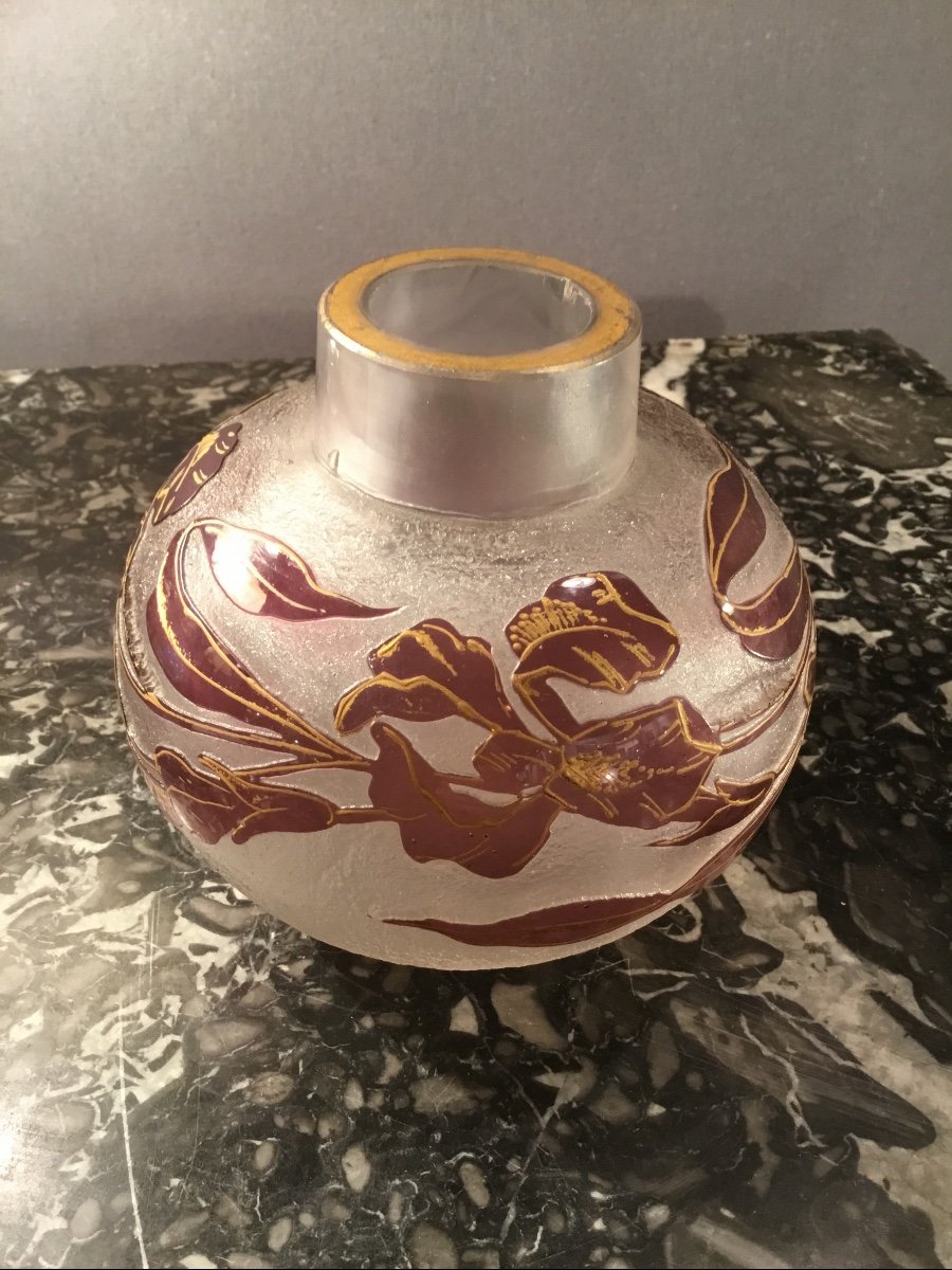 Vase Gravé à L’acide Attribué à Montjoye Vers 1920-photo-3
