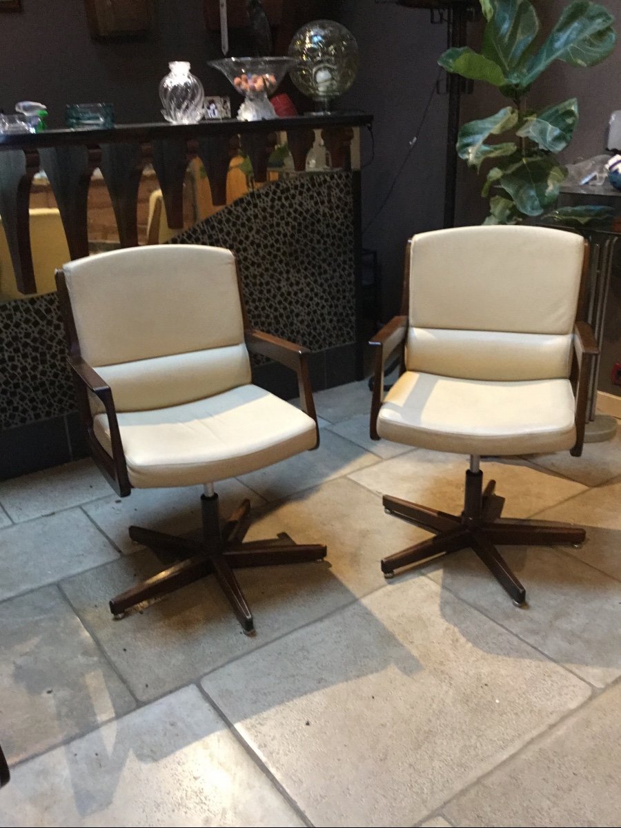 Paire de fauteuils de bureau Design 1970 en cuir 