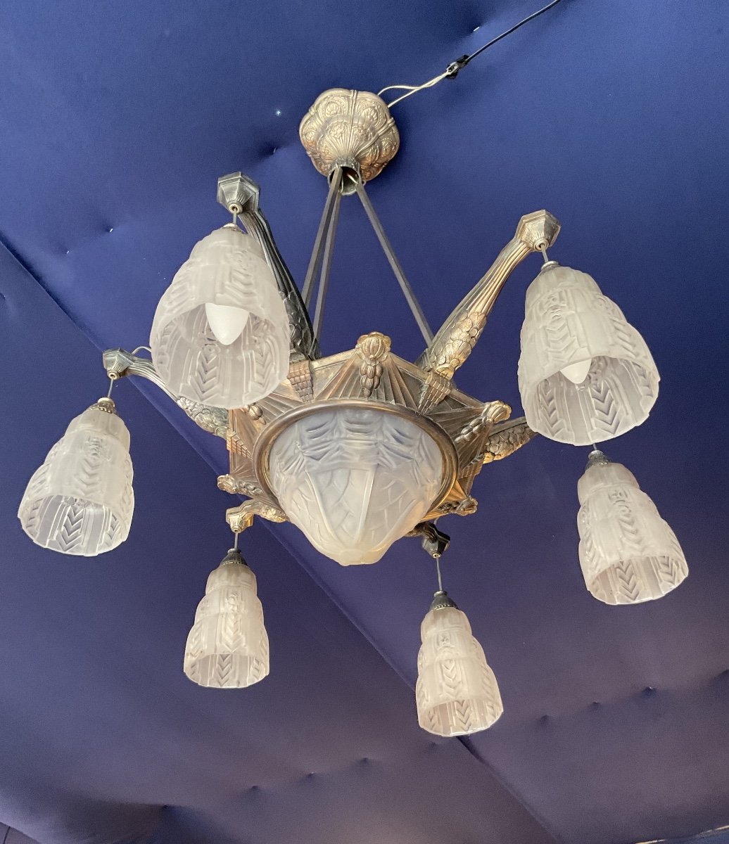 Art Deco Chandelier 1925 Verreries Des Hanots 