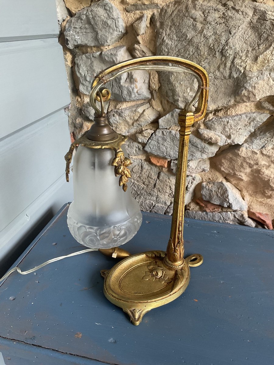 Art Deco Bronze Lamp By Charles Ranc -photo-2