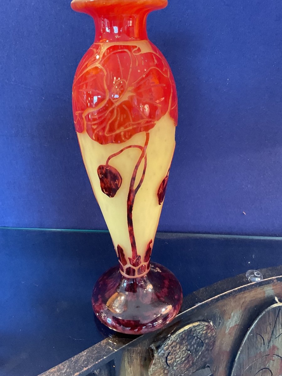 Vase Art Déco 1925 , Gravé à L’acide Signé Le Verre Français -photo-4