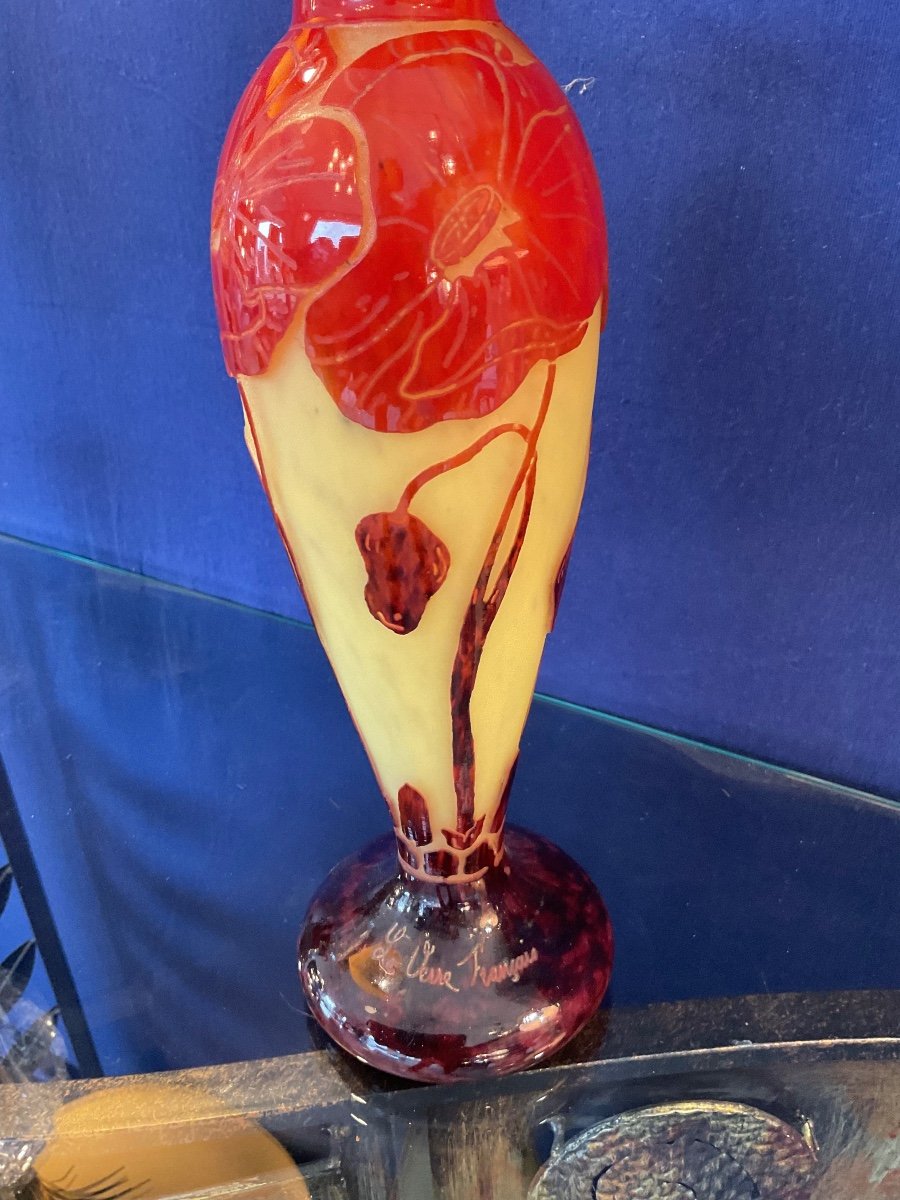 Vase Art Déco 1925 , Gravé à L’acide Signé Le Verre Français -photo-4