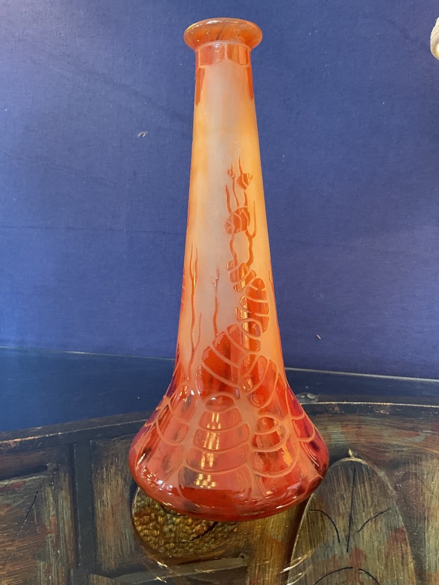 Vase Art Déco Gravé à L’acide 1925 Signé Le Verre Français -photo-1