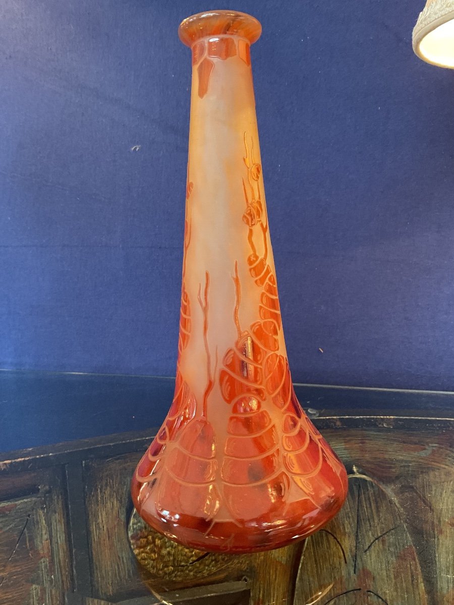 Vase Art Déco Gravé à L’acide 1925 Signé Le Verre Français -photo-2