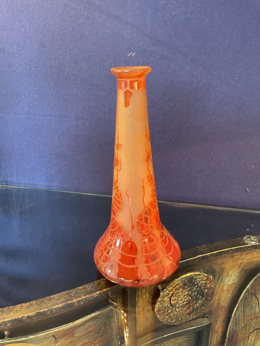 Vase Art Déco Gravé à L’acide 1925 Signé Le Verre Français 