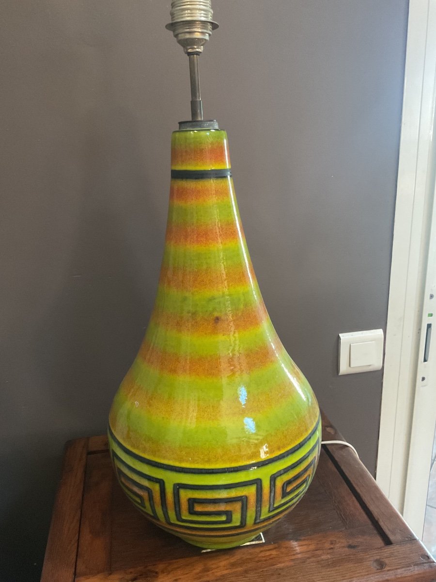 Large Ceramic Lamp. 1970s Design-photo-2