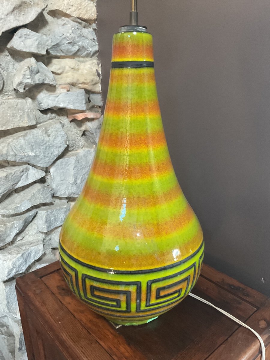 Large Ceramic Lamp. 1970s Design-photo-3