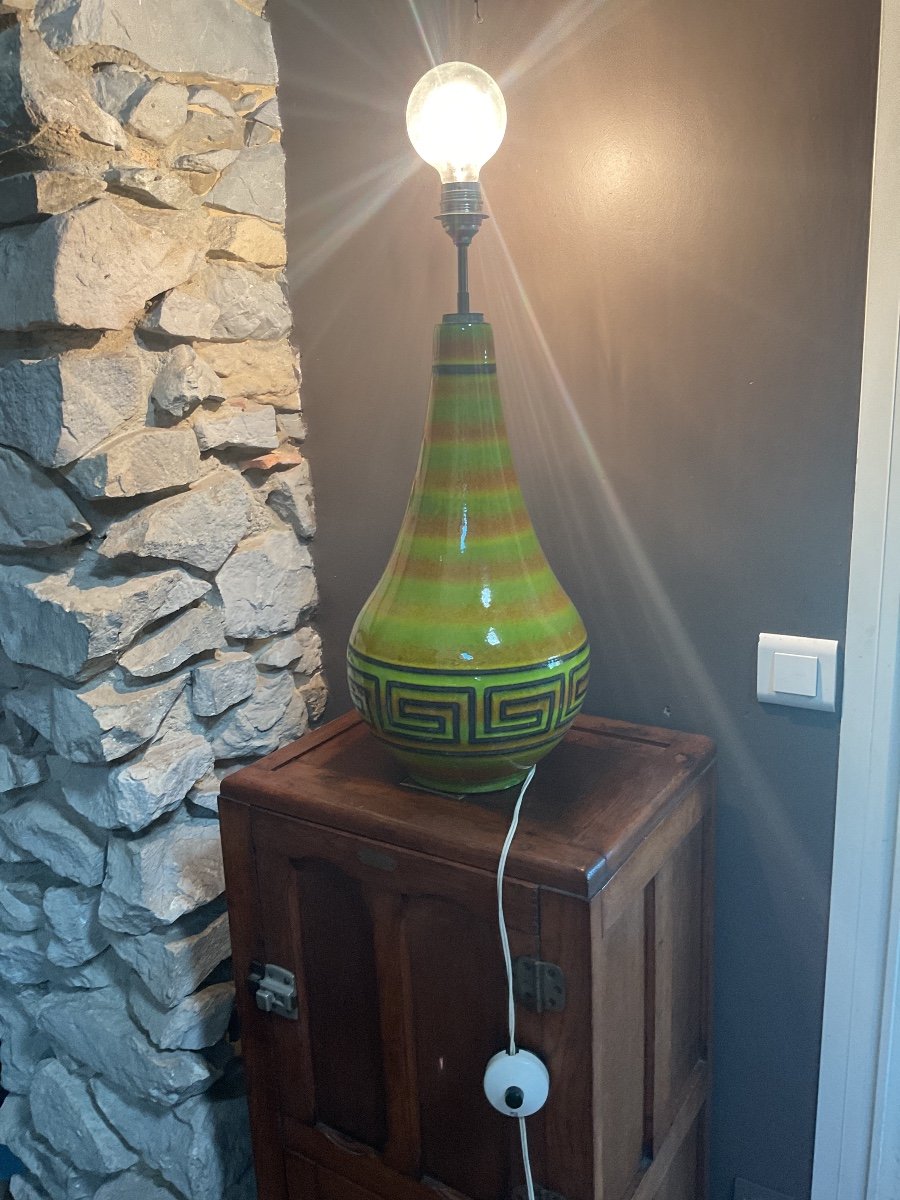 Large Ceramic Lamp. 1970s Design-photo-2