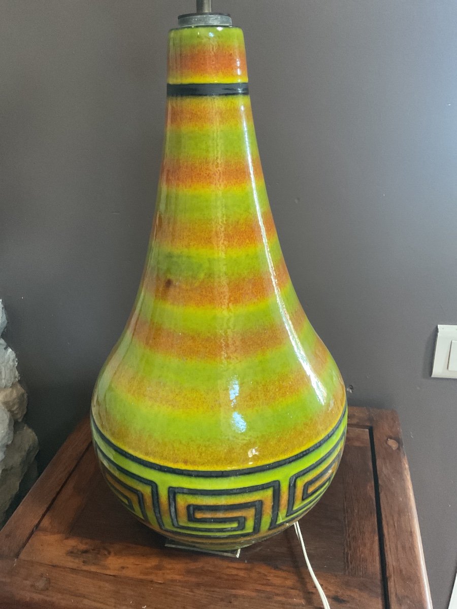 Large Ceramic Lamp. 1970s Design-photo-4