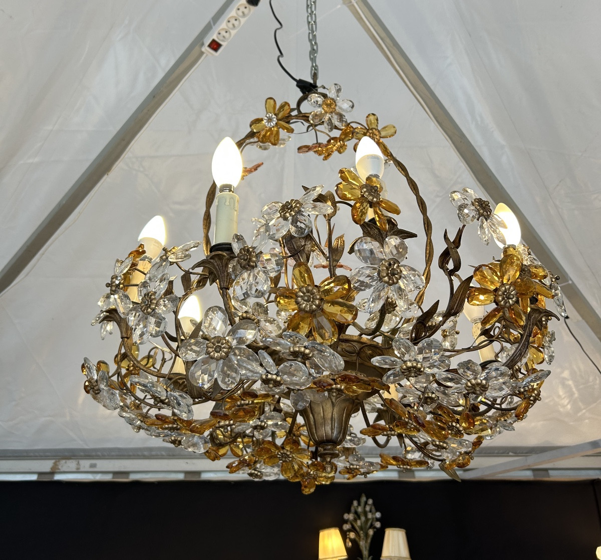 Large Murano Glass Chandelier, 1970s Design-photo-3