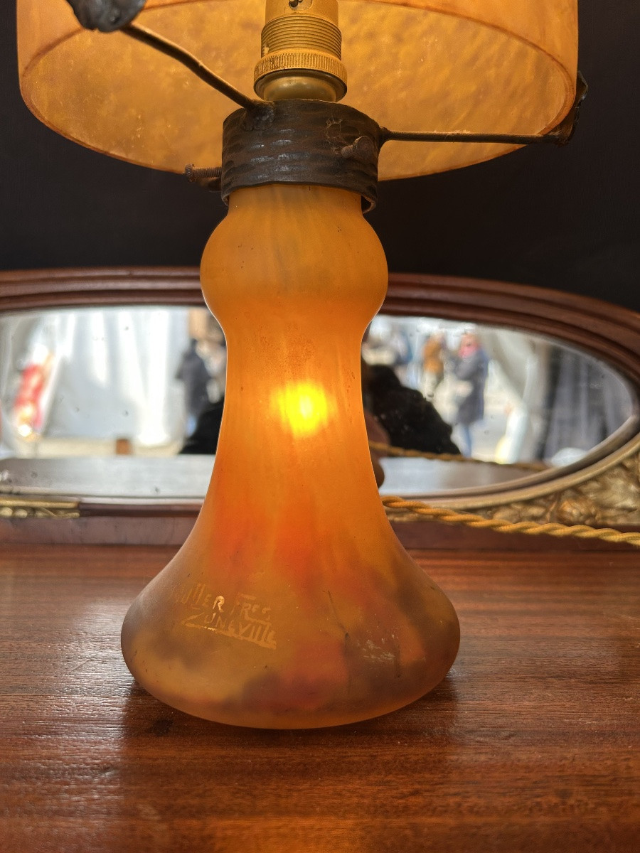 Art Nouveau Mushroom Lamp By Muller Brothers Lunévilles Circa 1910-photo-2