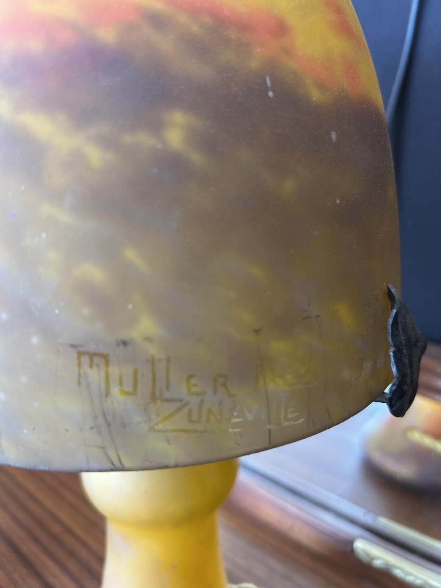 Art Nouveau Mushroom Lamp By Muller Brothers Lunévilles Circa 1910-photo-4