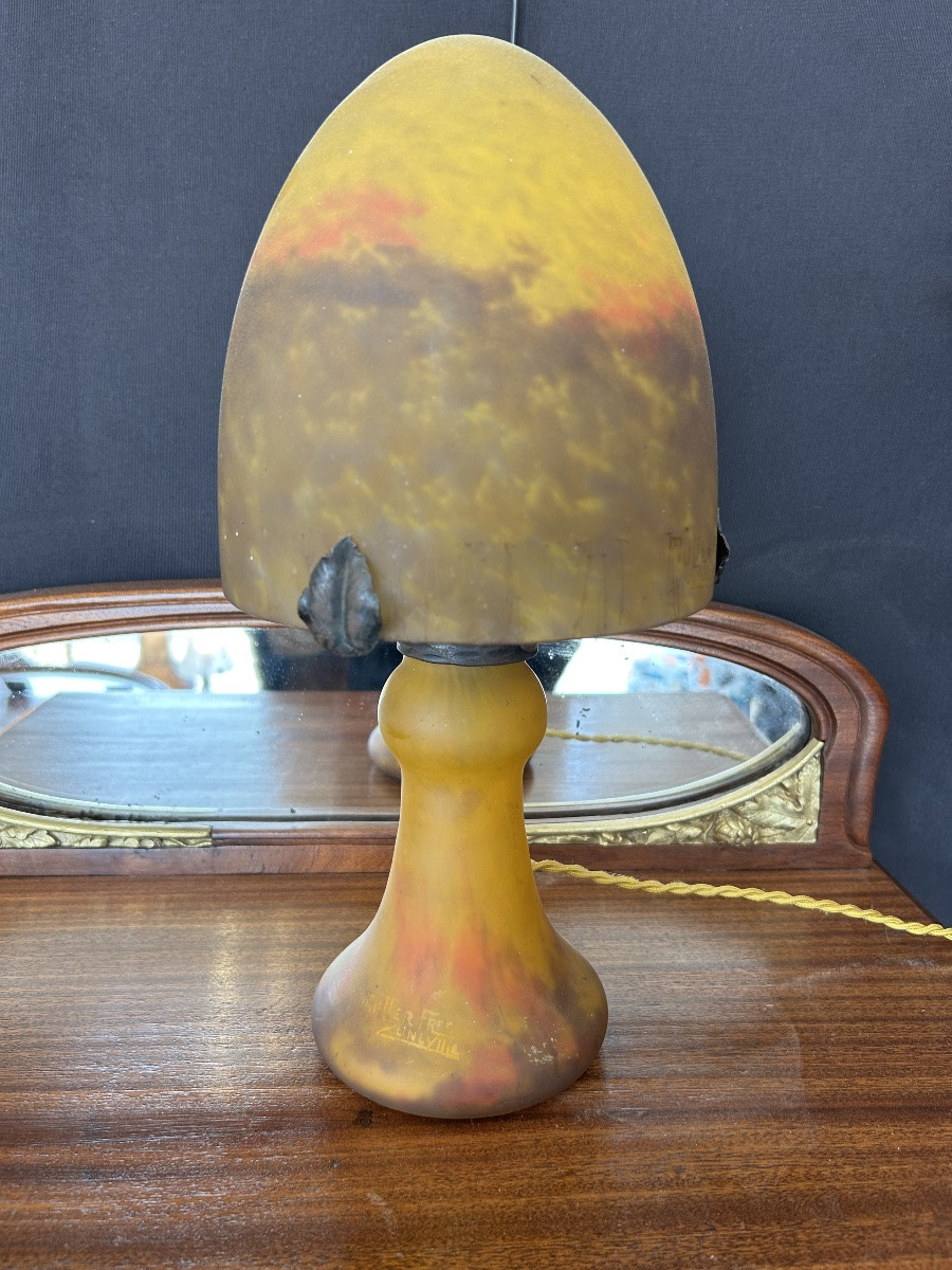 Art Nouveau Mushroom Lamp By Muller Brothers Lunévilles Circa 1910-photo-1